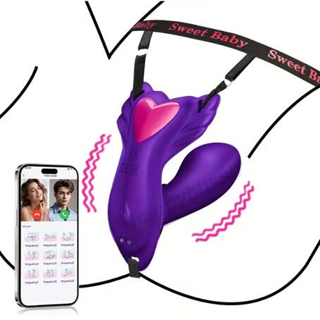 App-Controlled,Smartphone Controlled Wearable Dildo & Clit Vibrator - 9 Rhythms Wireless Remote Pleasure Toy 'make love' from across the world or across the room